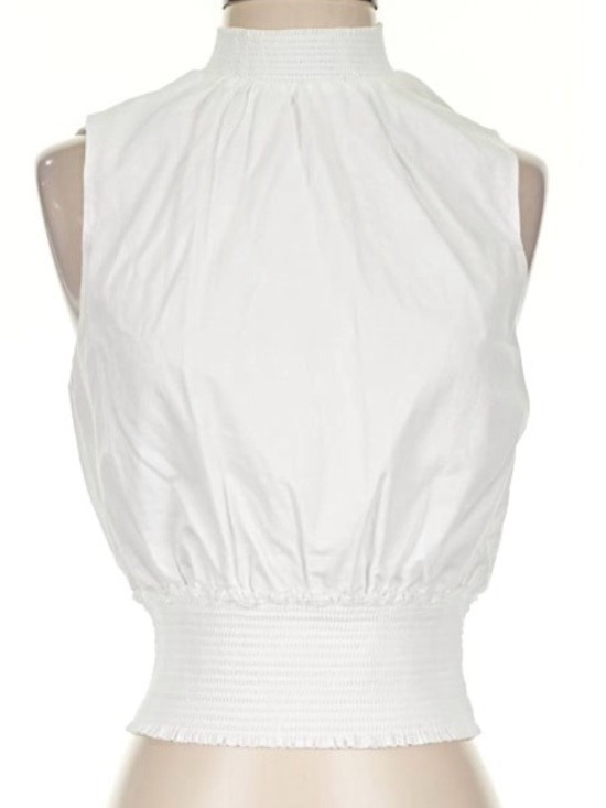 1. State Tops - 1. State White Smocked Hem Sleeveless Top Size Small